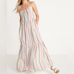 Old Navy Colorful Striped Maxi Dress Tank Top Ruffle | Spring, Easter, Wedding